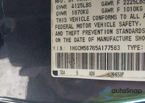 2005 Honda Accord 2.4 Ex from USA, damaged, VIN 1HGCM56785A177563